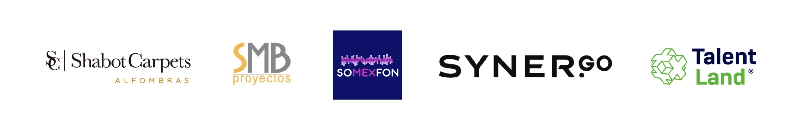 Logo de Shabot Carpets, SMB, SOMEXFON, Synergo y TalentLand