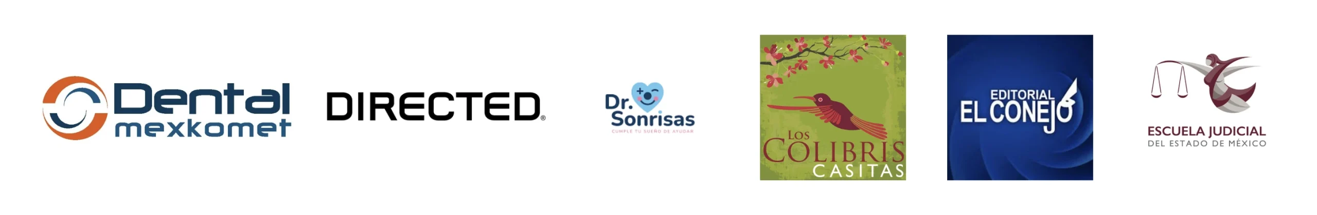 Logo Dental Mexkomet, Directed, Dr. Sonrisas, Los Colibroes Casitas, Editorial el Conejo, Escuela Judicial del Estado de México