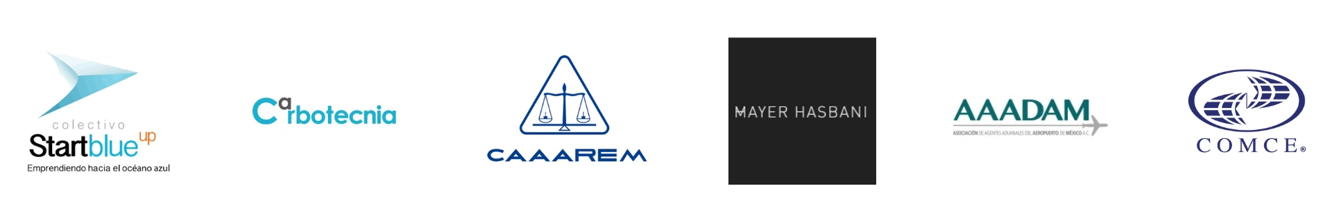 Logo de Colectivo Startblue up, Carbotecnia, CAAAREM, Mayer Hasbani, AAADAM, COMCE