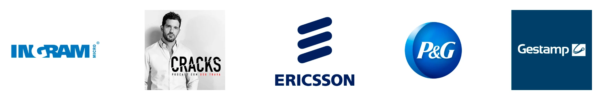 Logo de Ingram, Cracks podcast con Oso Trava, Ericsson, P&G, Gestamp