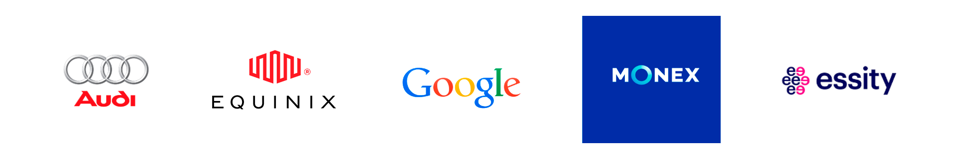 Logo de Audi, Equinix, Google, Monex y Essity